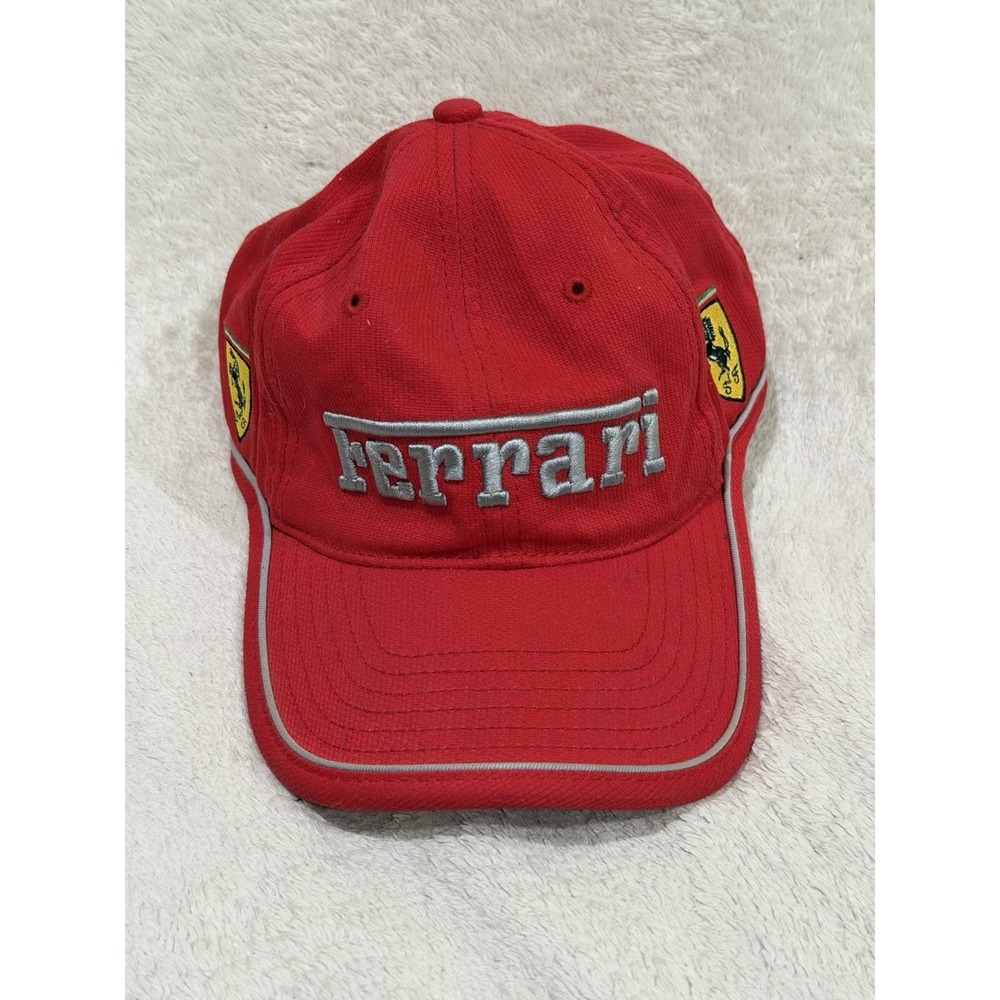 Ferrari Red Hat Adjustable Trucker Hat Snap Back Embroidered Logo Cap Official